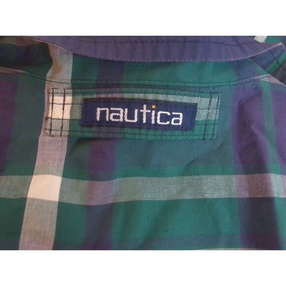 Vintage Nautica Reversible Bomber Blue Plaid Windbreaker Size Medium - Picture 7 of 12